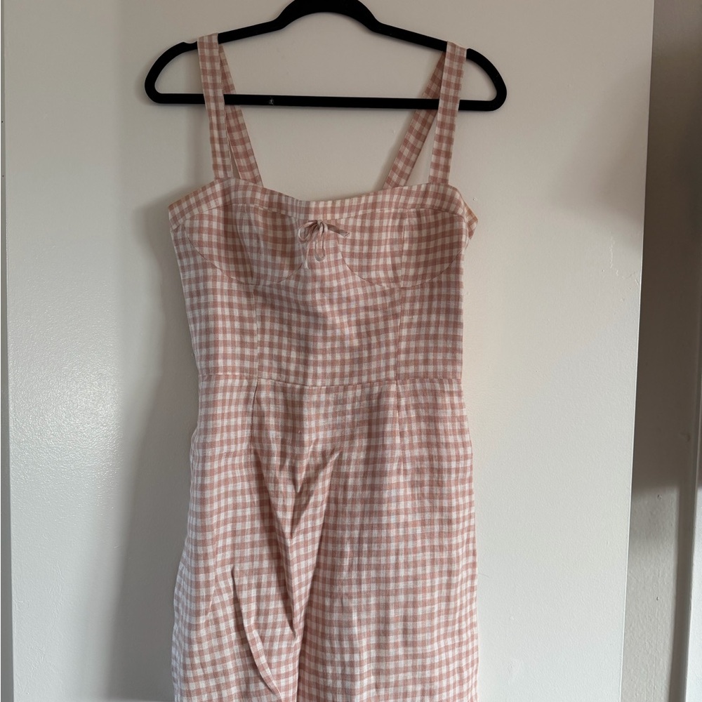 Reformation Pink and White Gingham Mini Sundress